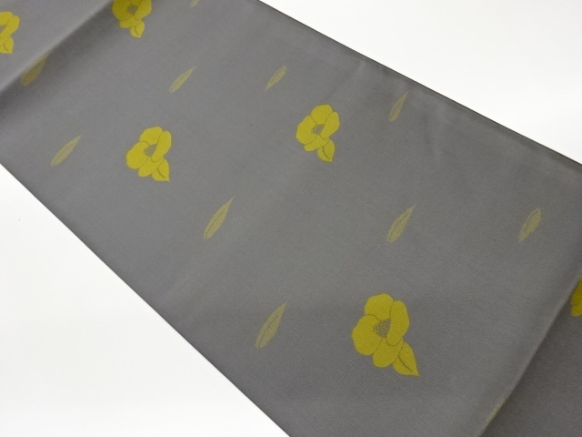 椿模様織出し全通袋帯